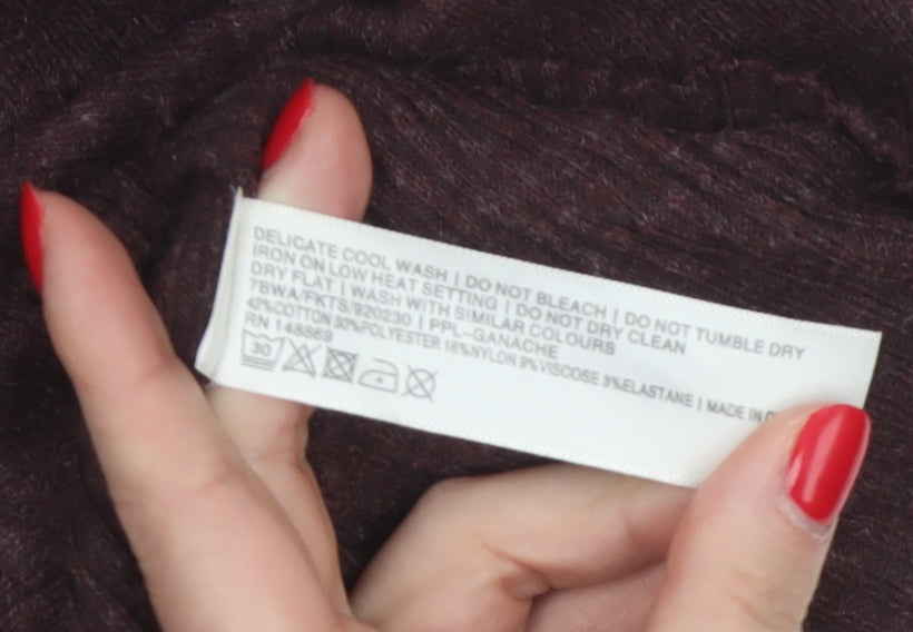 Fat Face Women’s Brown UK 10 Rib Knit Wool Blend Round Neck Jumper