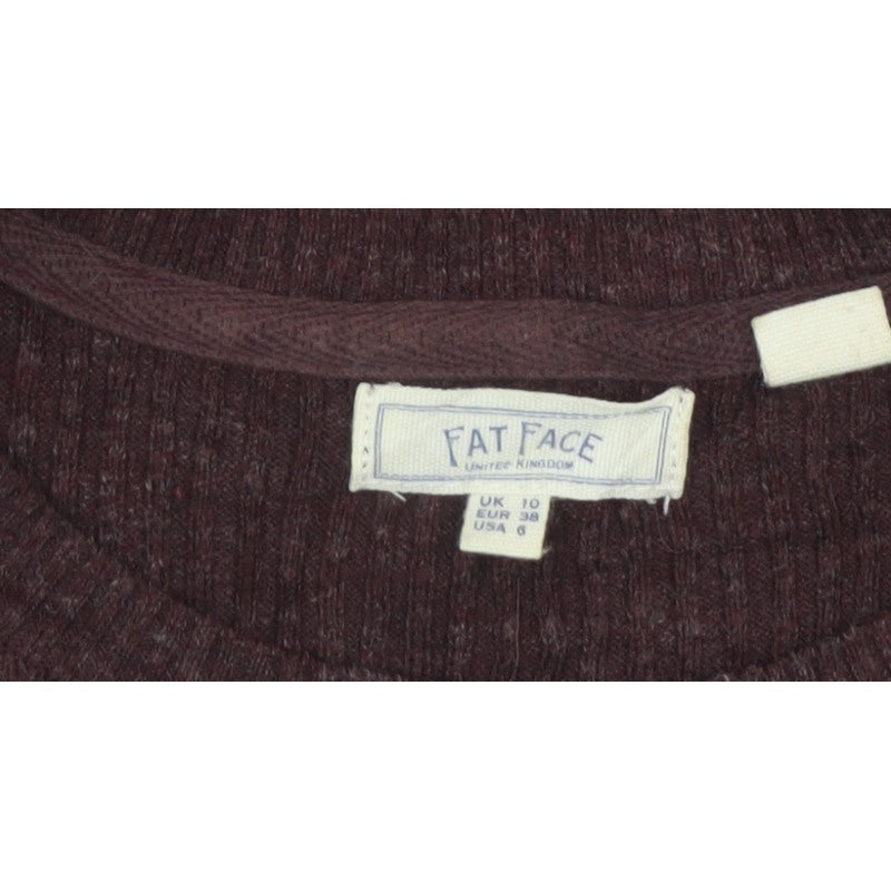 Fat Face Women’s Brown UK 10 Rib Knit Wool Blend Round Neck Jumper