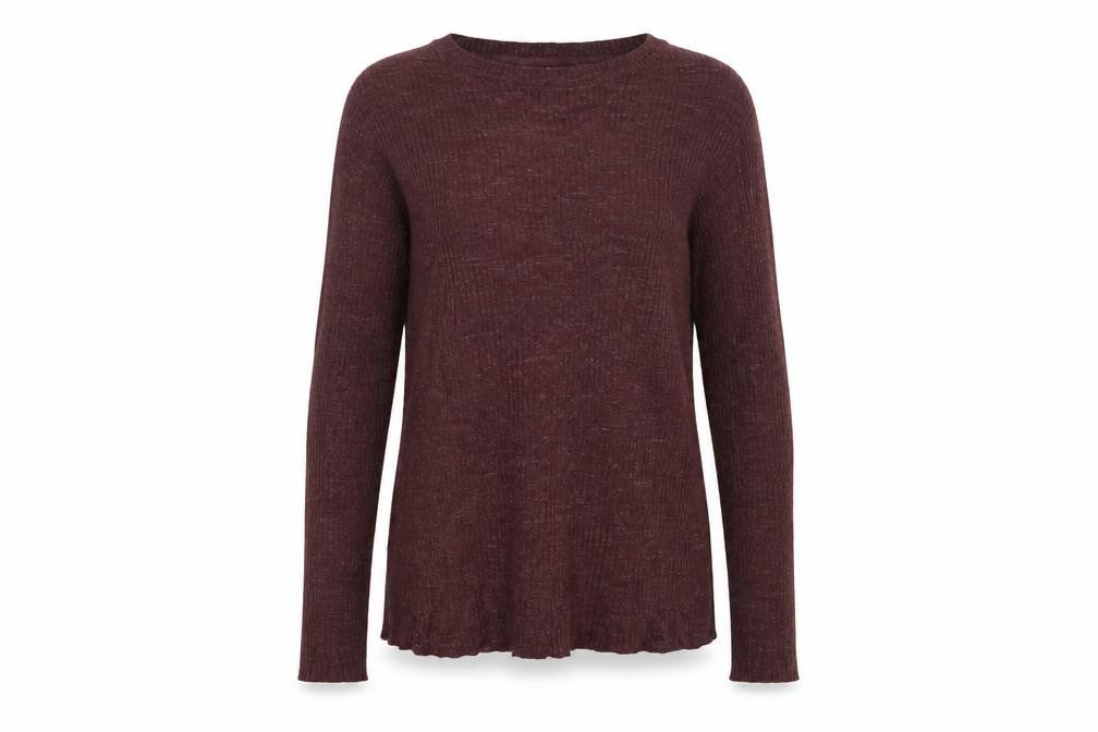 Fat Face Women’s Brown UK 10 Rib Knit Wool Blend Round Neck Jumper