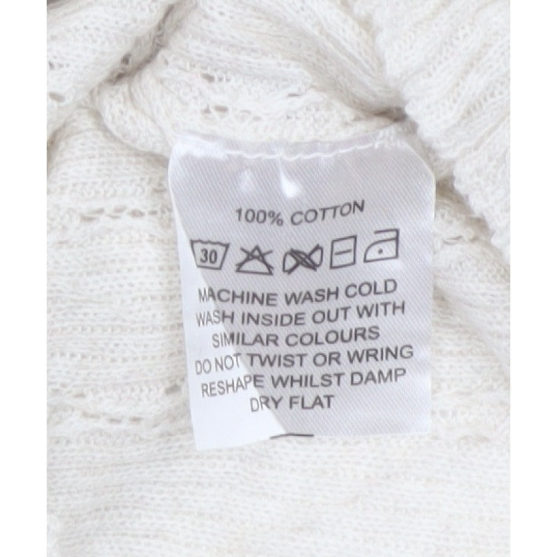 Patra Women Ivory M Cotton Cable-Knit Round Neck Pullover Jumper