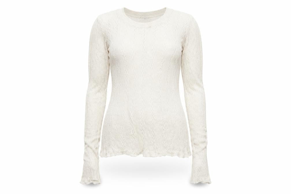 Patra Women Ivory M Cotton Cable-Knit Round Neck Pullover Jumper