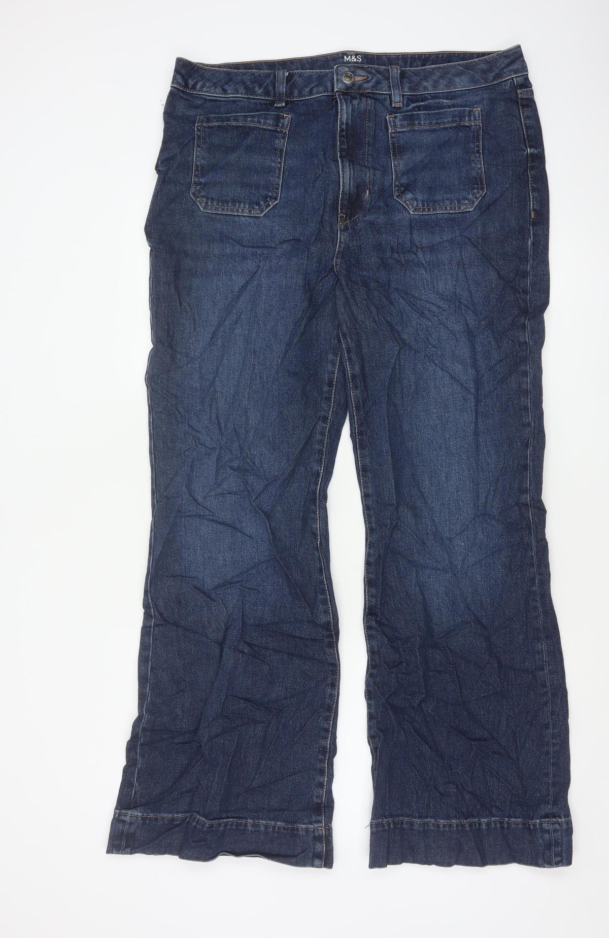 Marks and Spencer Women’s Blue Size 16 Regular Flared Dark Wash Jeans