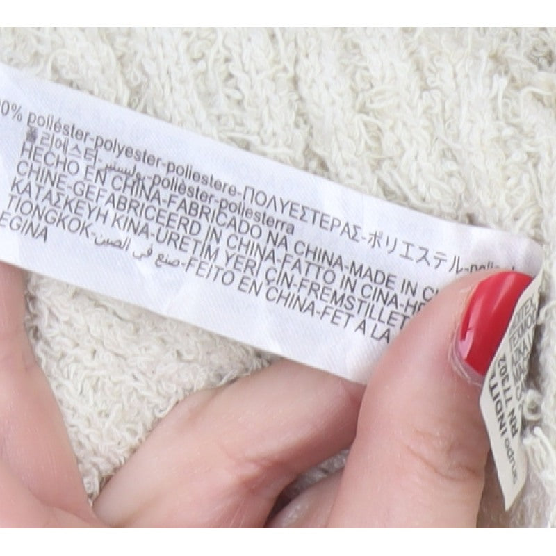 Zara Women Ivory UK 14 L Open Knit Crew Neck Pullover Jumper
