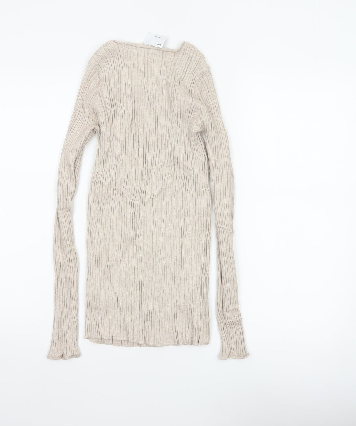 ASOS Design Women Beige UK 6 Ribbed Knit Square Neck Tunic Jumper
