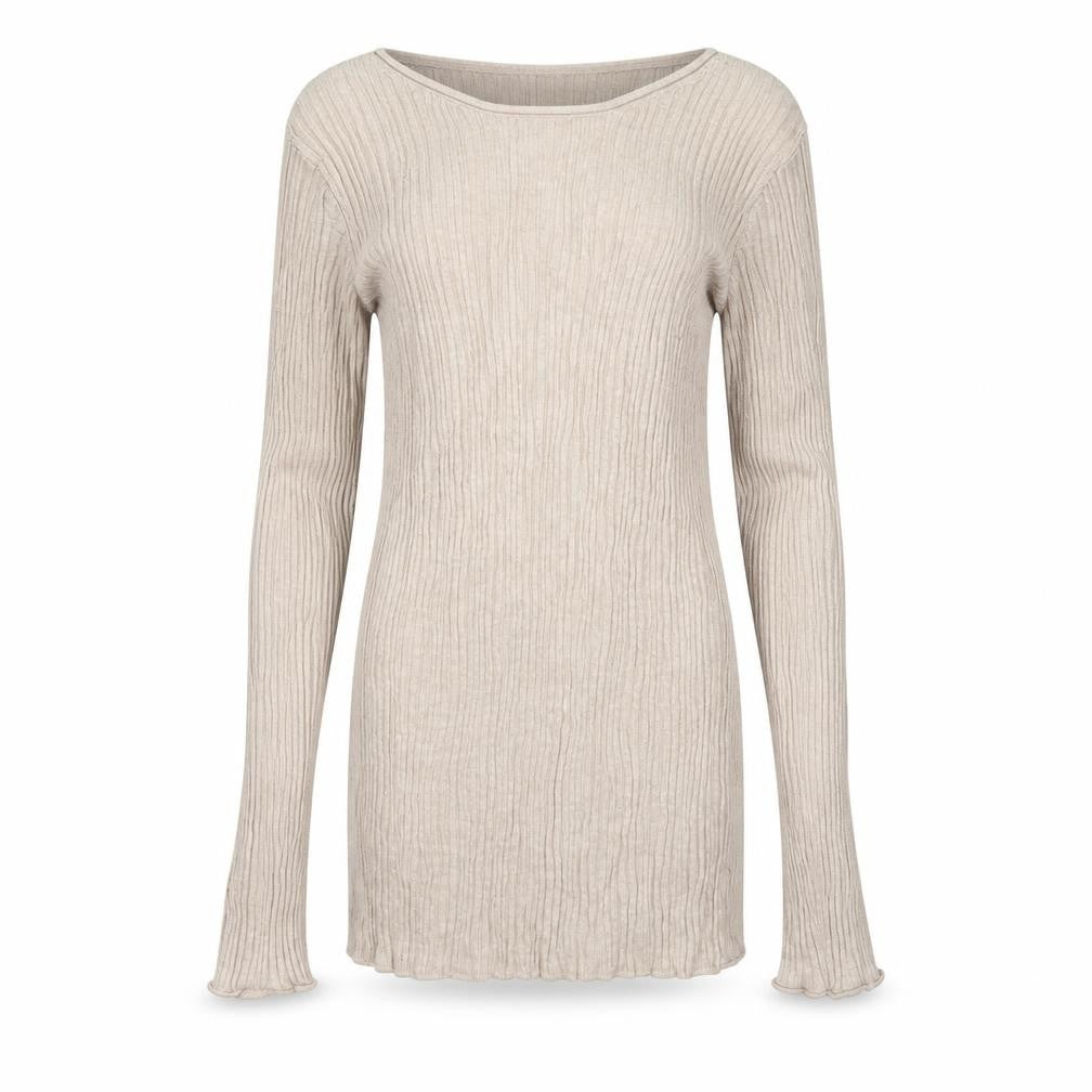 ASOS Design Women Beige UK 6 Ribbed Knit Square Neck Tunic Jumper