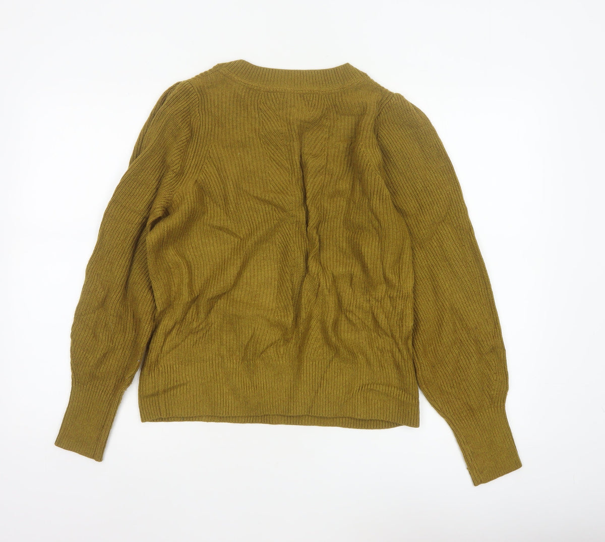 John Lewis Women Brown UK 12 V-Neck Cable Knit Merino Blend Jumper