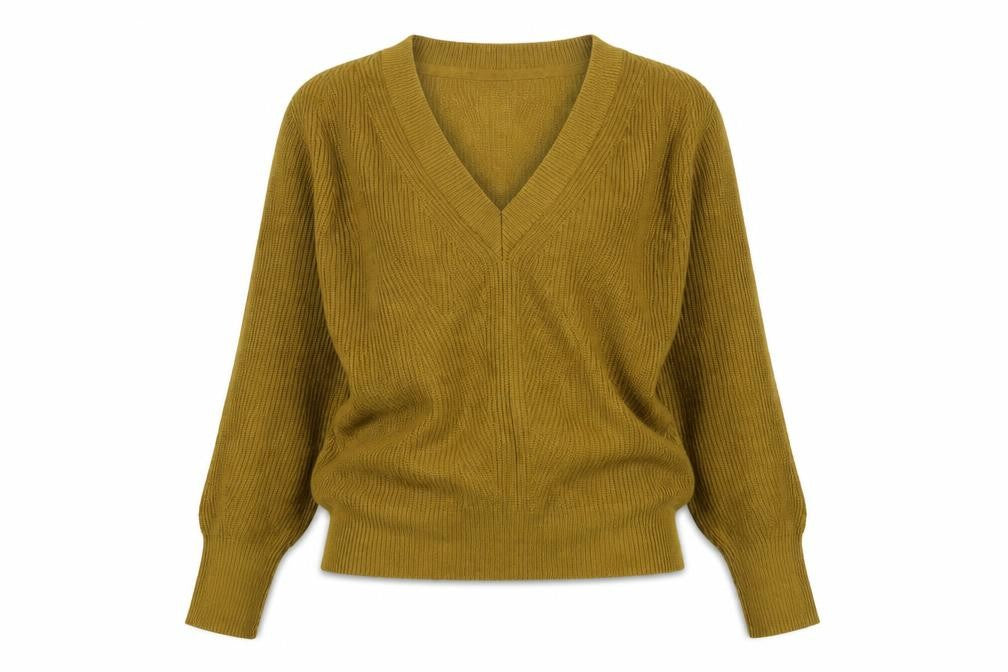 John Lewis Women Brown UK 12 V-Neck Cable Knit Merino Blend Jumper
