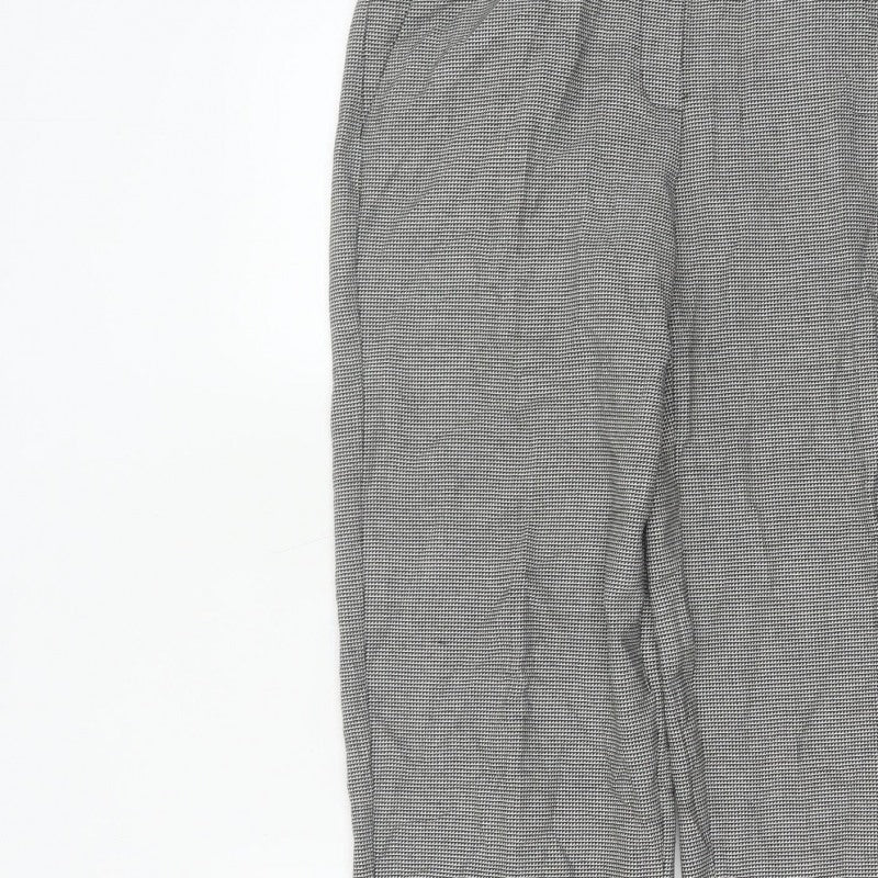 M&S Women’s Grey Check Tapered Trousers UK 8 Regular Workwear