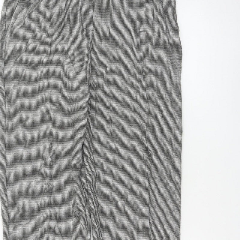 M&S Women’s Grey Check Tapered Trousers UK 8 Regular Workwear