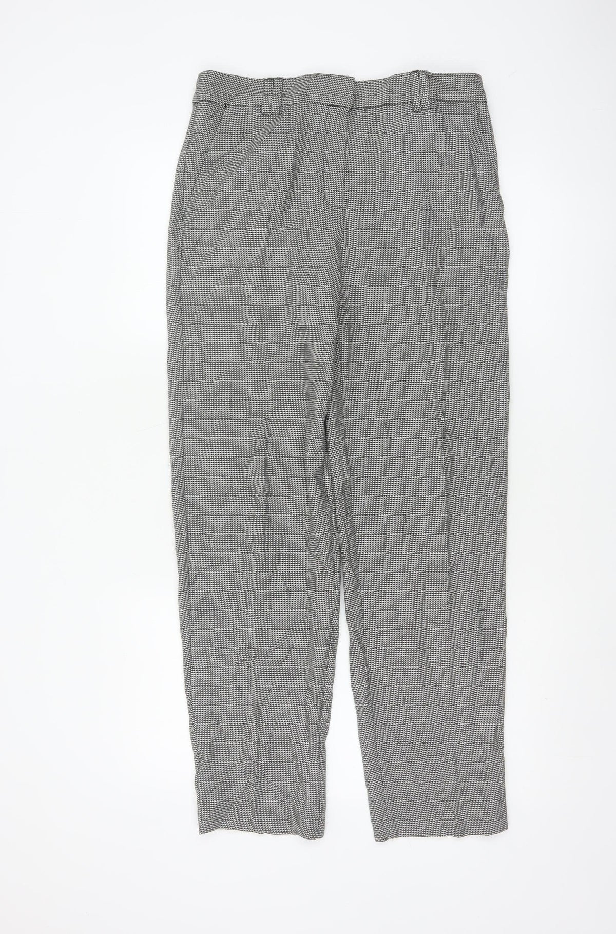 M&S Women’s Grey Check Tapered Trousers UK 8 Regular Workwear
