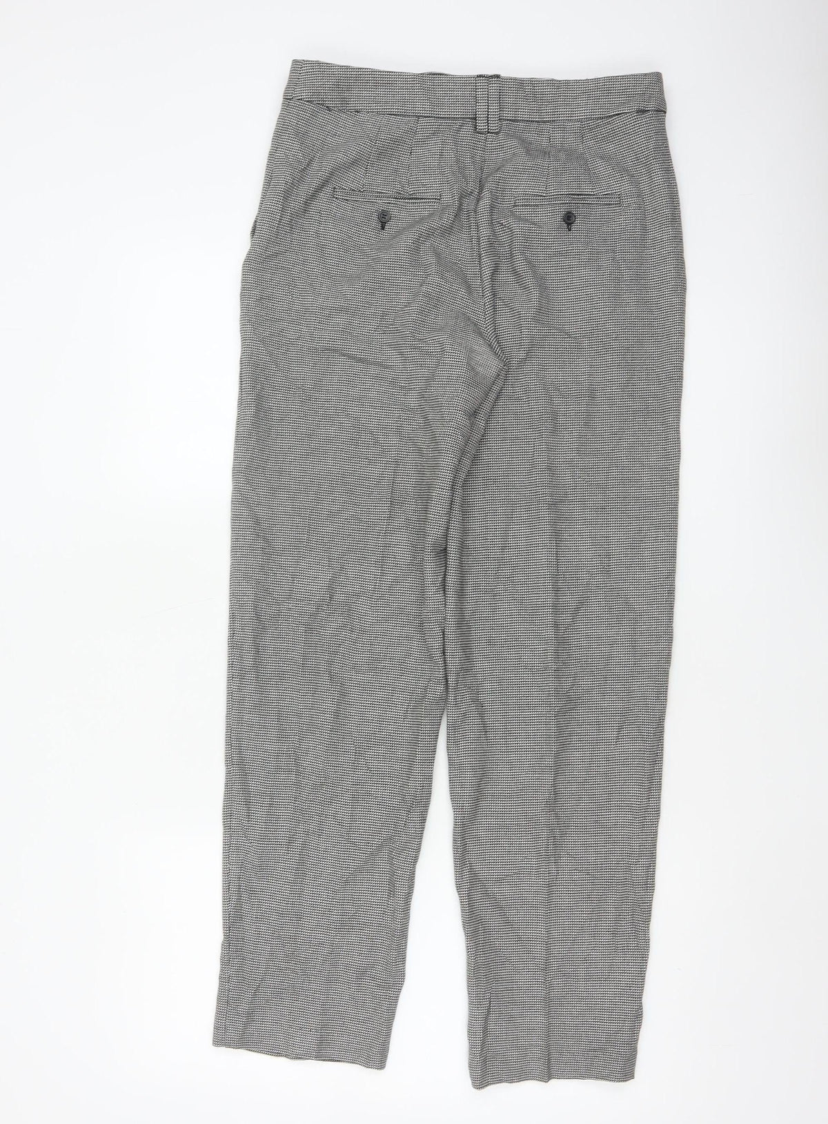 M&S Women’s Grey Check Tapered Trousers UK 8 Regular Workwear