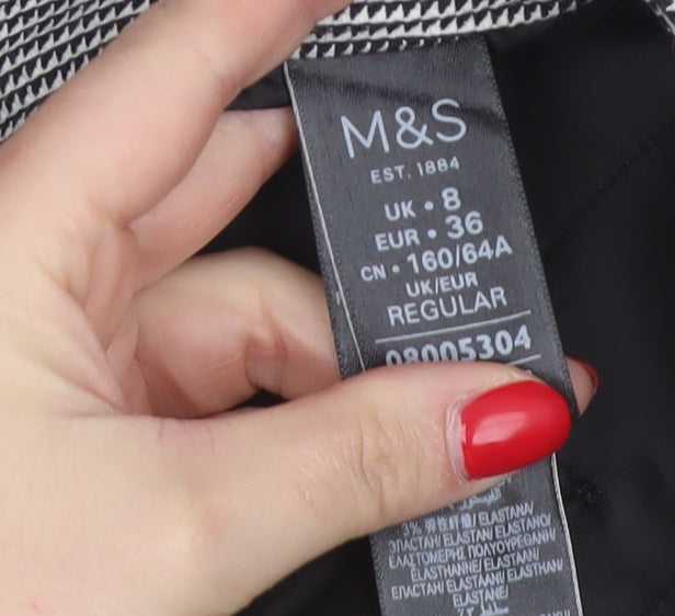 M&S Women’s Grey Check Tapered Trousers UK 8 Regular Workwear