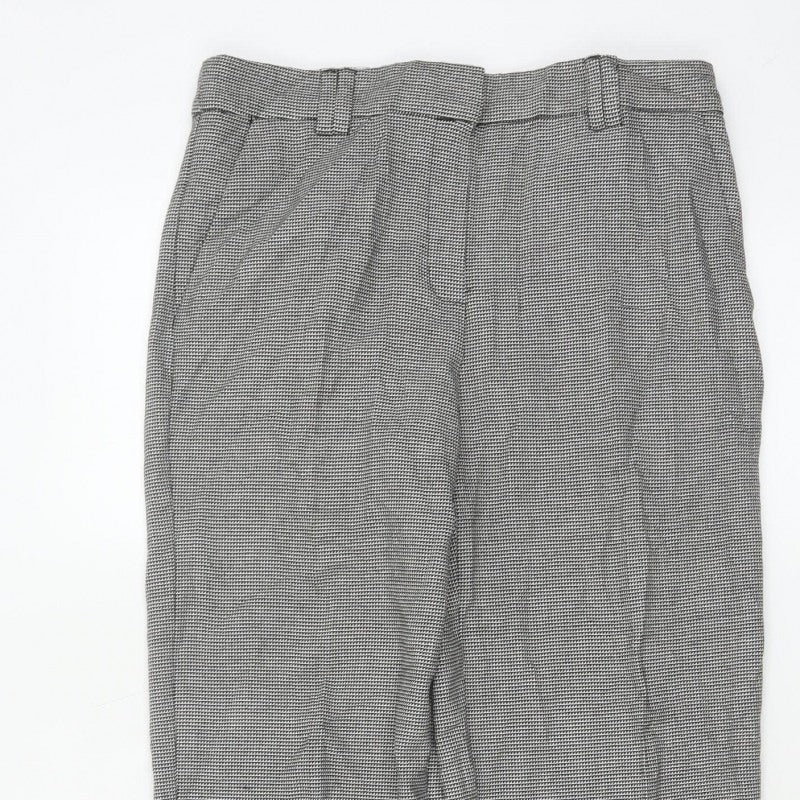 M&S Women’s Grey Check Tapered Trousers UK 8 Regular Workwear