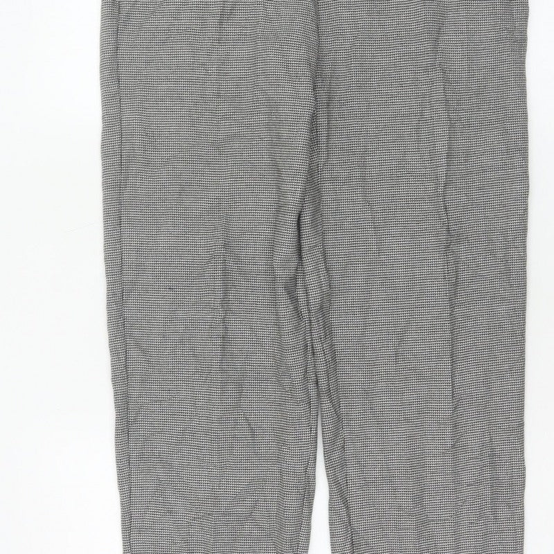 M&S Women’s Grey Check Tapered Trousers UK 8 Regular Workwear