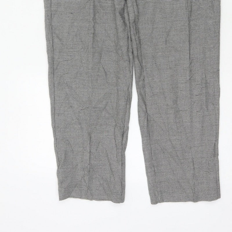 M&S Women’s Grey Check Tapered Trousers UK 8 Regular Workwear