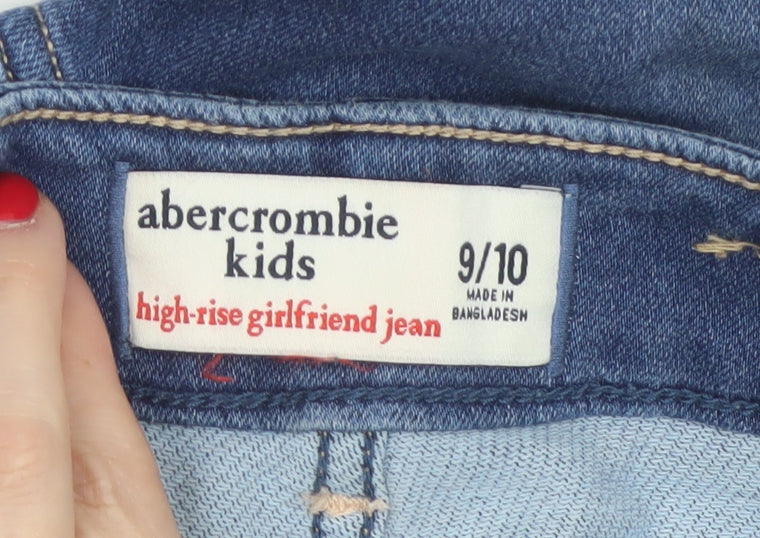 Abercrombie Kids Girls Blue 9-10 Years High-Rise Girlfriend Denim Trousers