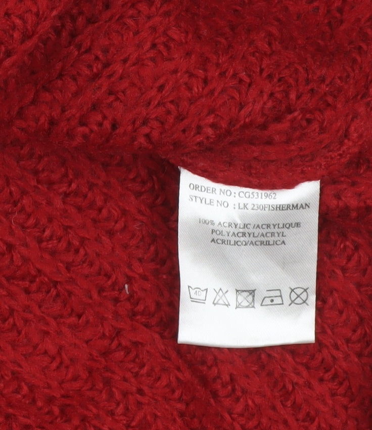 Brave Soul Women Red UK 12 Cable Knit Crew Neck Pullover Jumper