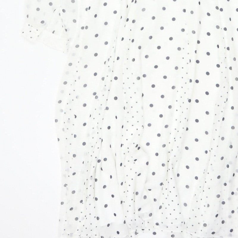 Hobbs Women White Polka Dot Long Shirt Dress UK 12 Lined