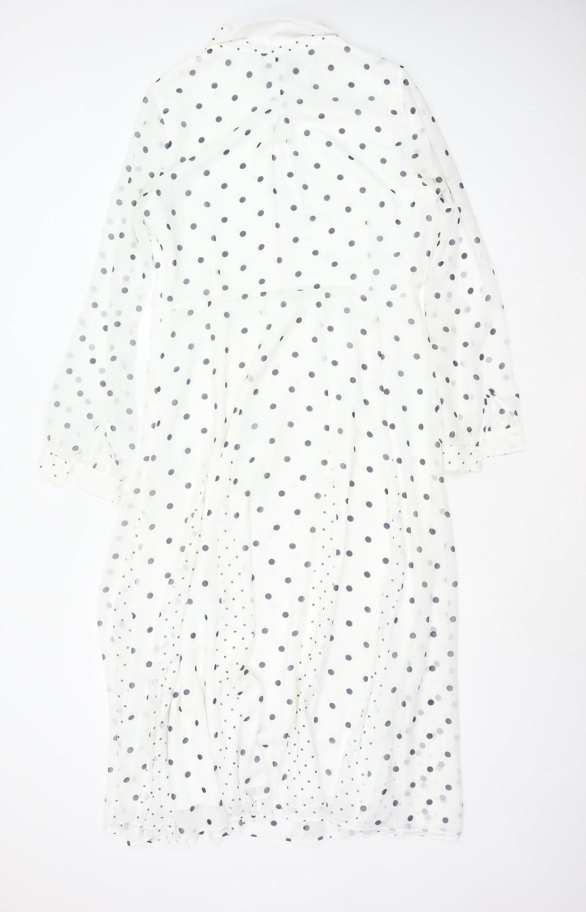 Hobbs Women White Polka Dot Long Shirt Dress UK 12 Lined