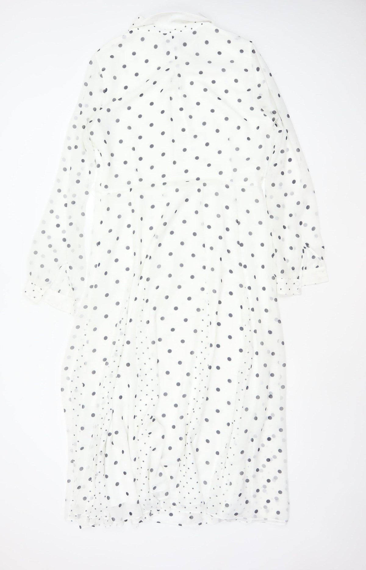 Hobbs Women White Polka Dot Long Shirt Dress UK 12 Lined