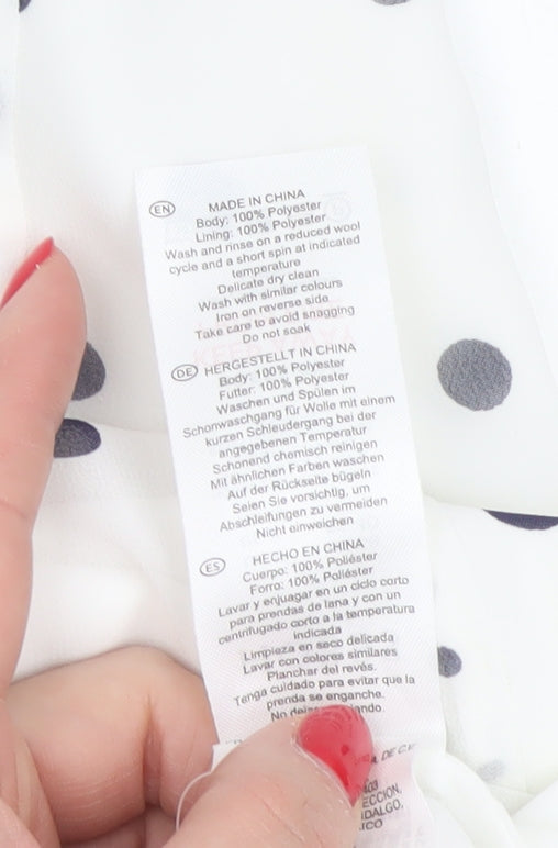 Hobbs Women White Polka Dot Long Shirt Dress UK 12 Lined