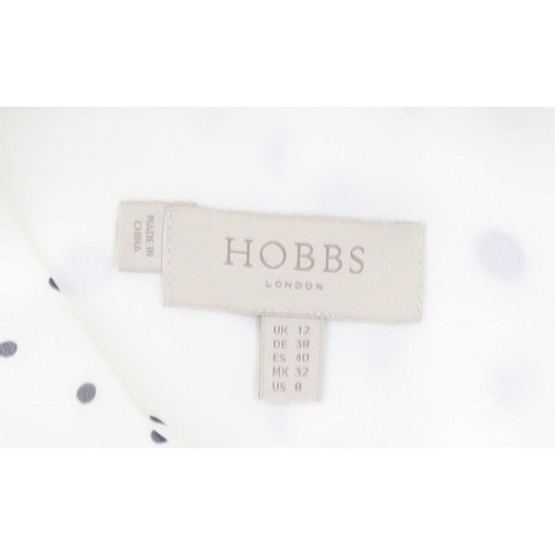 Hobbs Women White Polka Dot Long Shirt Dress UK 12 Lined