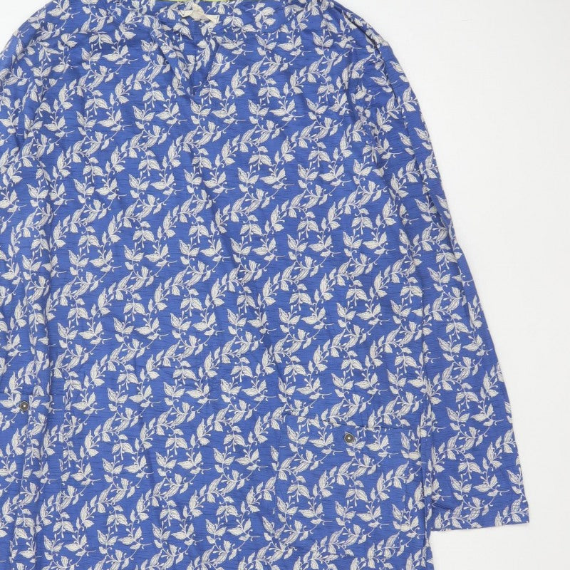 White Stuff Women Blue Floral Cotton Shift Dress UK 22 3/4 Sleeve