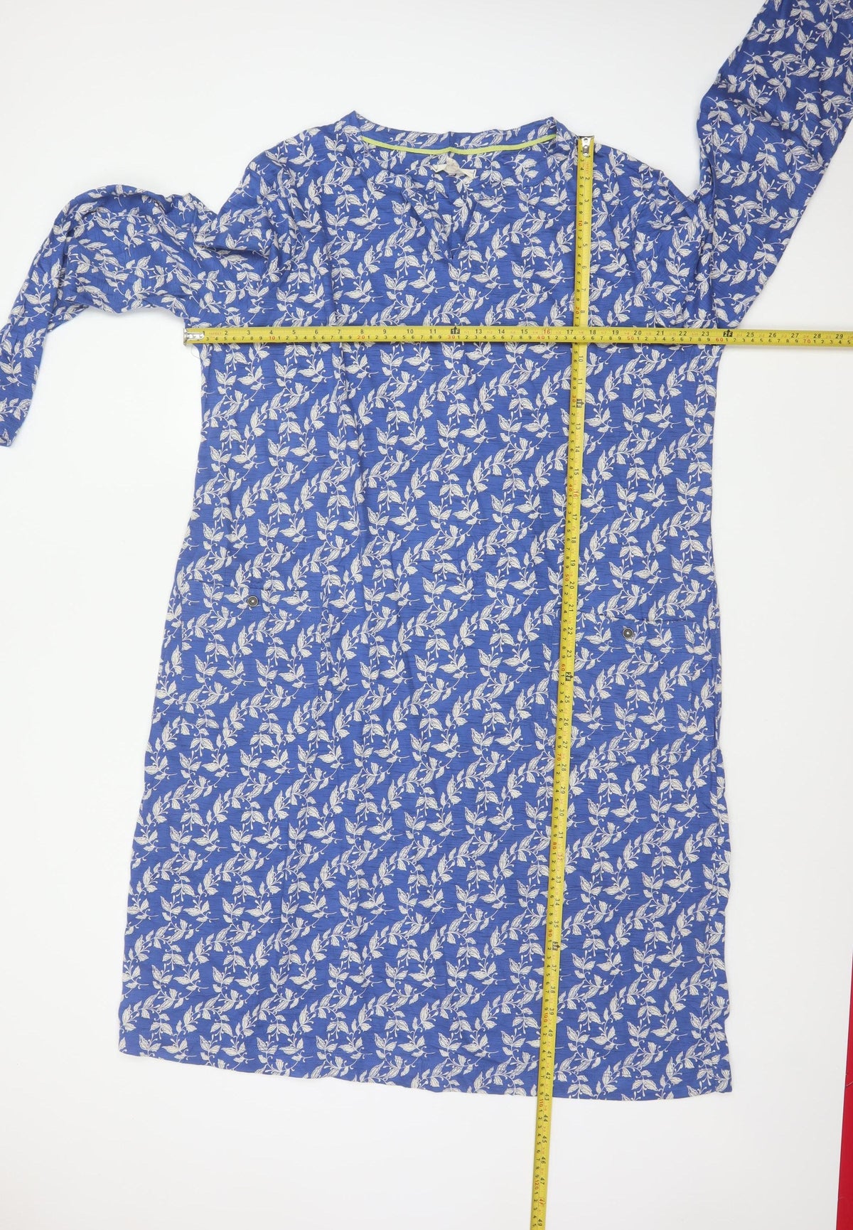 White Stuff Women Blue Floral Cotton Shift Dress UK 22 3/4 Sleeve