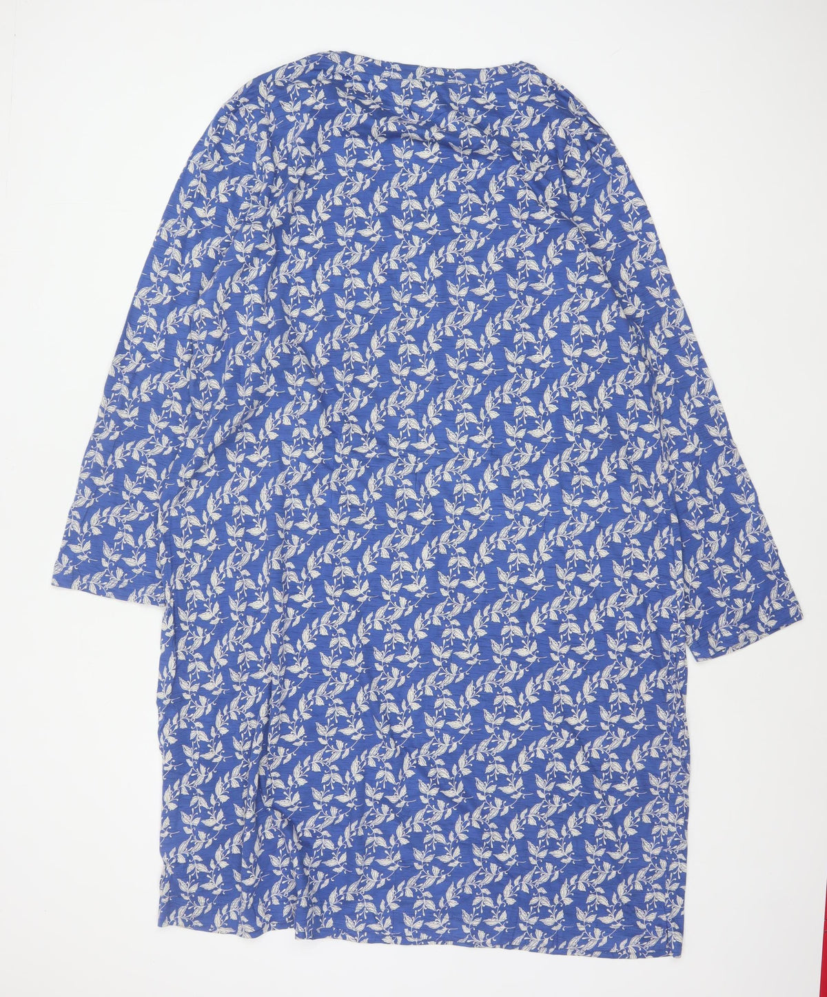 White Stuff Women Blue Floral Cotton Shift Dress UK 22 3/4 Sleeve