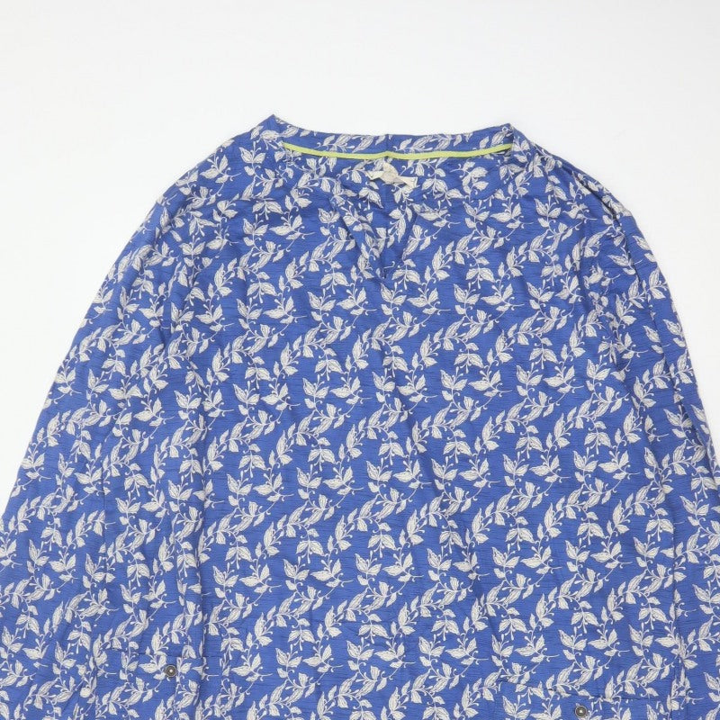 White Stuff Women Blue Floral Cotton Shift Dress UK 22 3/4 Sleeve