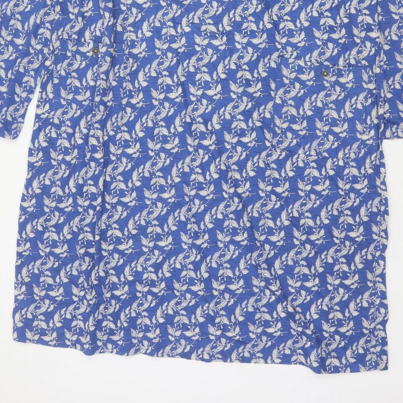 White Stuff Women Blue Floral Cotton Shift Dress UK 22 3/4 Sleeve