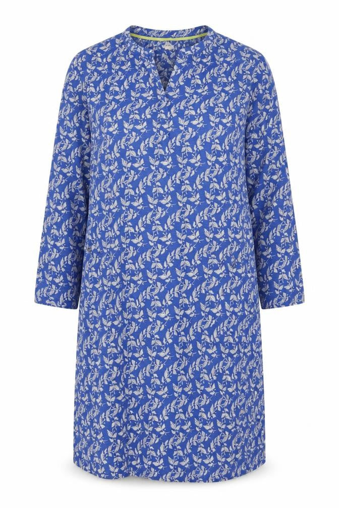 White Stuff Women Blue Floral Cotton Shift Dress UK 22 3/4 Sleeve