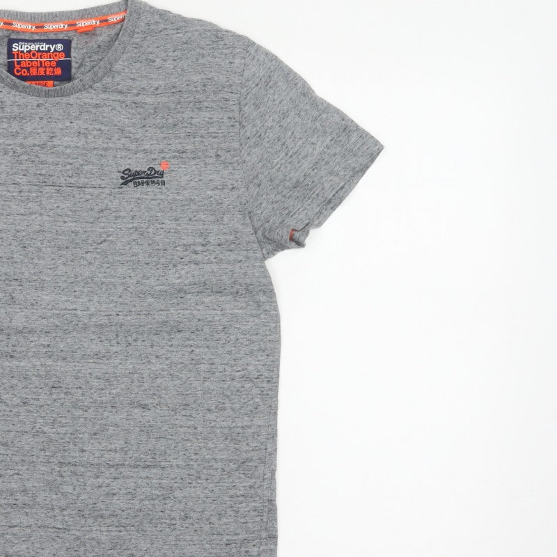 Superdry Men’s Grey L Orange Label Logo Crew Neck T-Shirt
