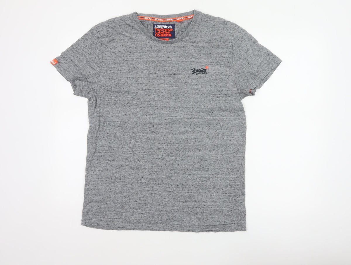 Superdry Men’s Grey L Orange Label Logo Crew Neck T-Shirt
