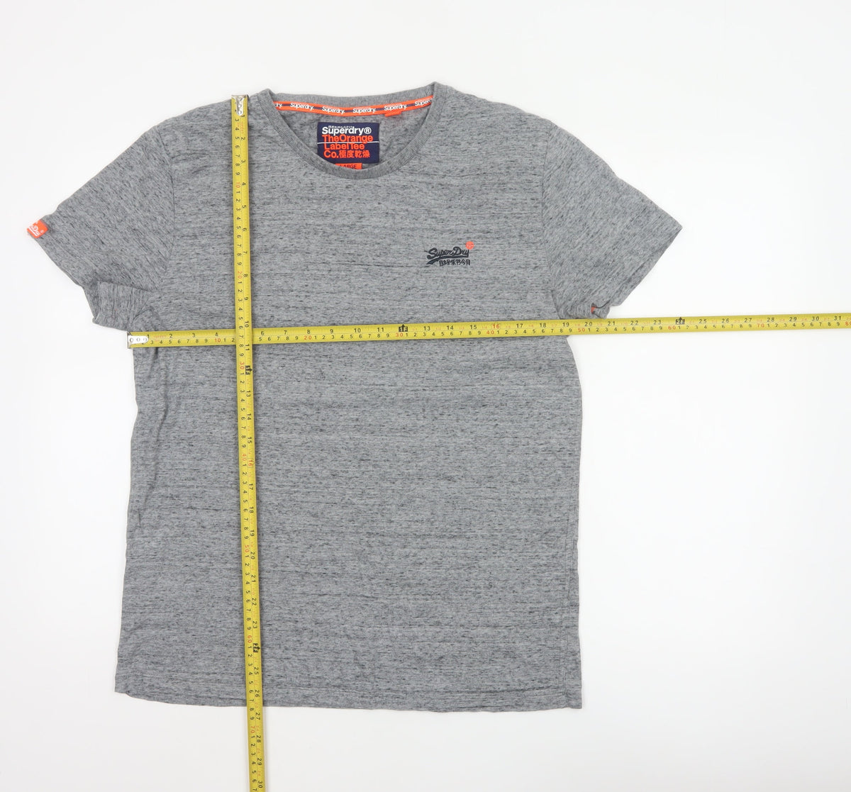 Superdry Men’s Grey L Orange Label Logo Crew Neck T-Shirt