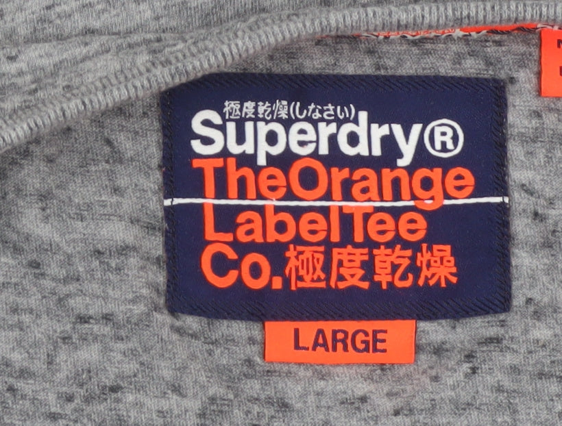 Superdry Men’s Grey L Orange Label Logo Crew Neck T-Shirt