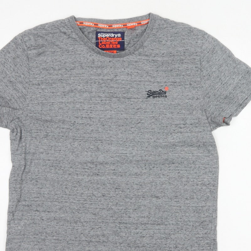 Superdry Men’s Grey L Orange Label Logo Crew Neck T-Shirt