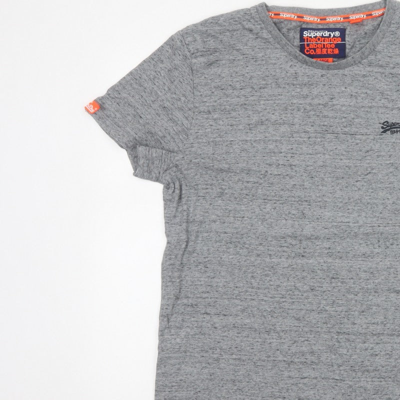 Superdry Men’s Grey L Orange Label Logo Crew Neck T-Shirt