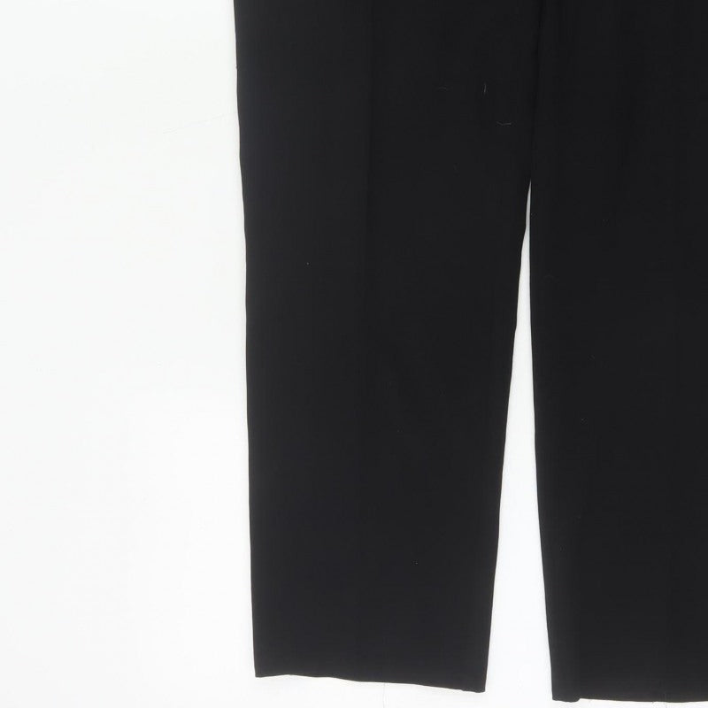 Marks and Spencer Women Black UK 14 Regular Straight Tailored Trousers