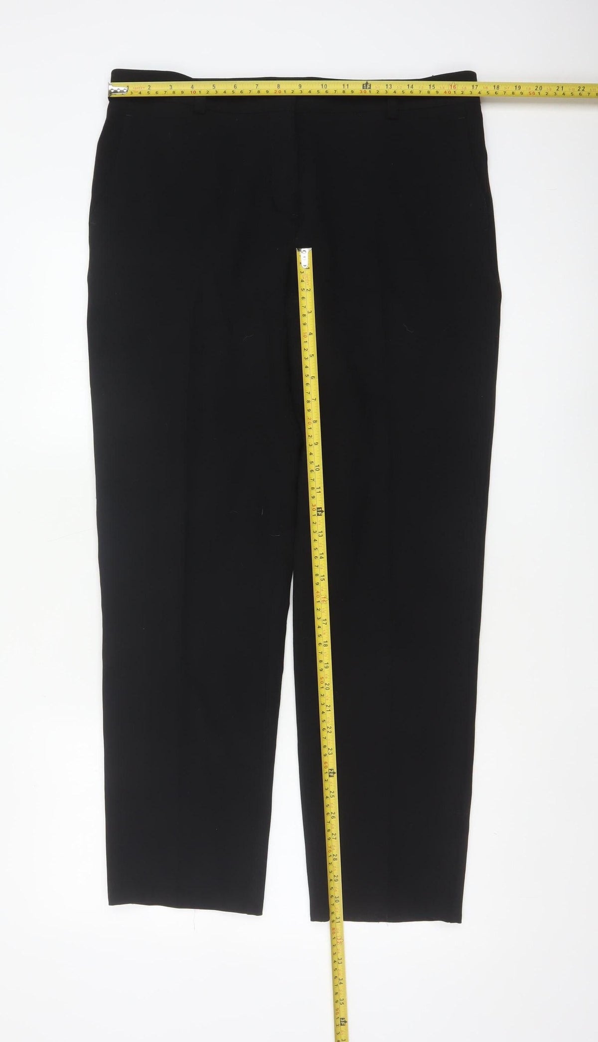 Marks and Spencer Women Black UK 14 Regular Straight Tailored Trousers