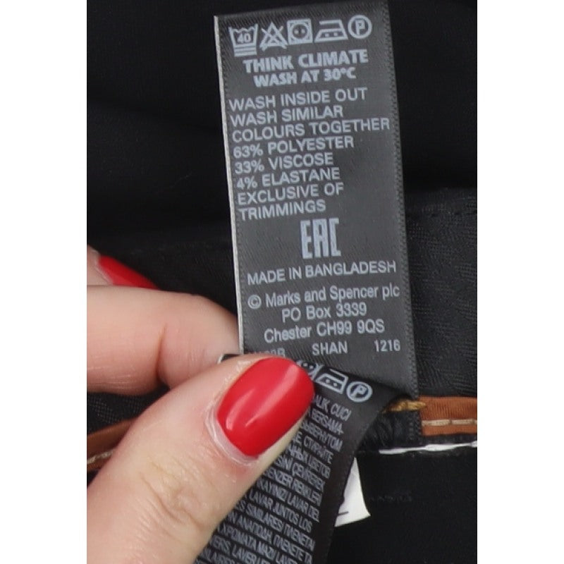 Marks and Spencer Women Black UK 14 Regular Straight Tailored Trousers