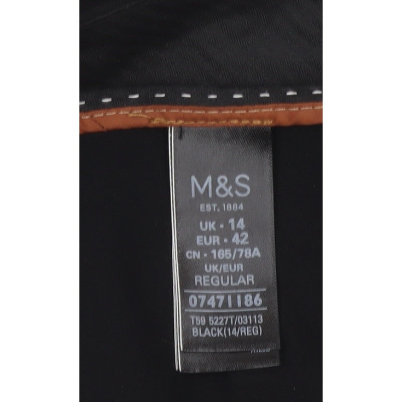 Marks and Spencer Women Black UK 14 Regular Straight Tailored Trousers