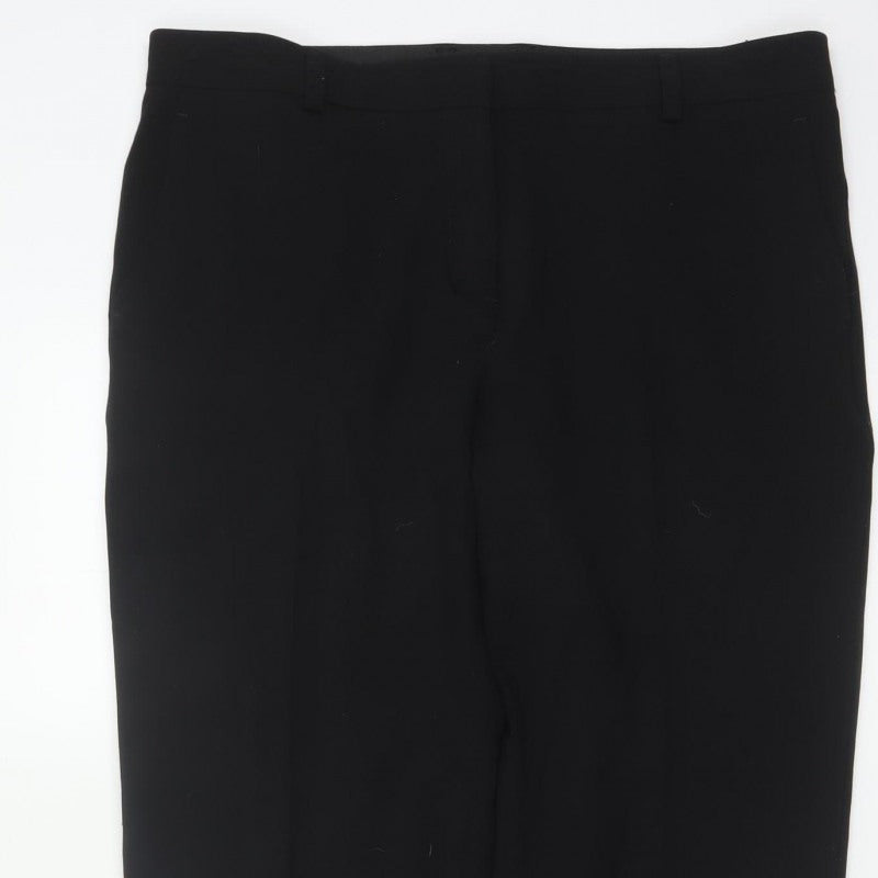 Marks and Spencer Women Black UK 14 Regular Straight Tailored Trousers