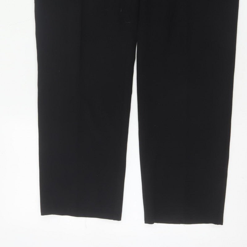 Marks and Spencer Women Black UK 14 Regular Straight Tailored Trousers
