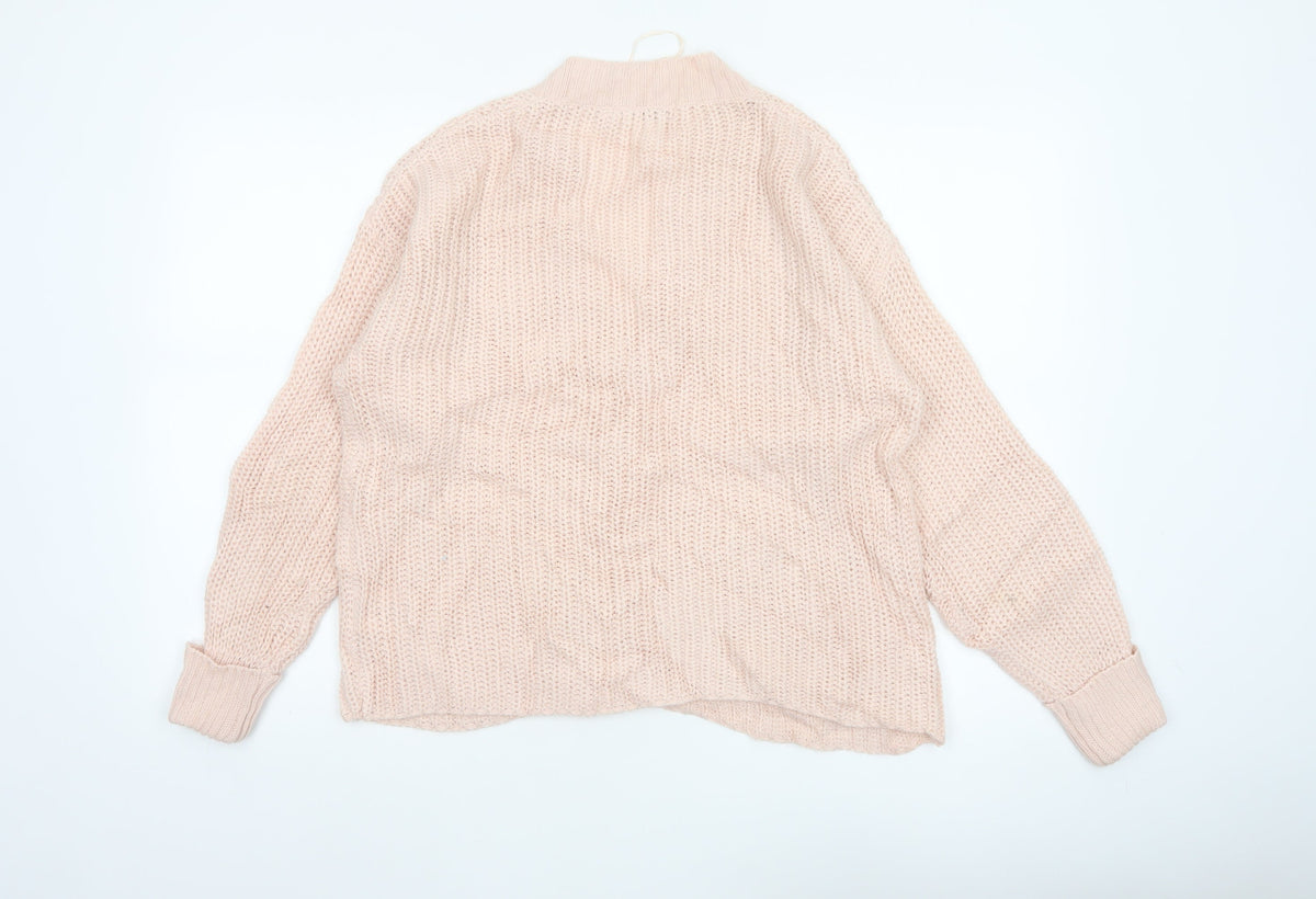 Brave Soul Women’s Pink Size S Chunky Knit V-Neck Cardigan