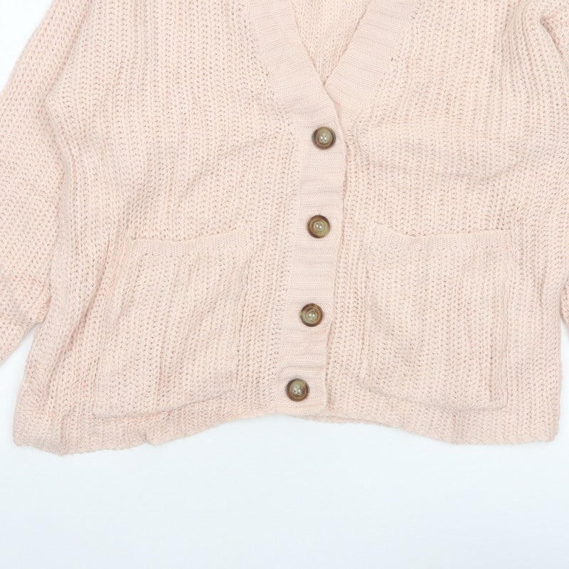 Brave Soul Women’s Pink Size S Chunky Knit V-Neck Cardigan