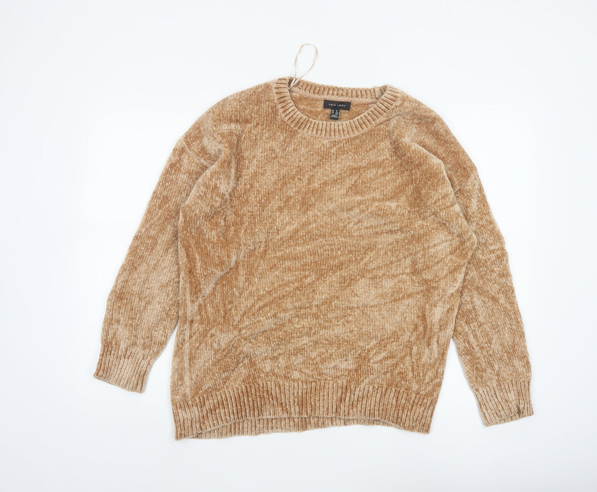 New Look Women's Beige M Knit Crew Neck Long Sleeve Pullover Jumper