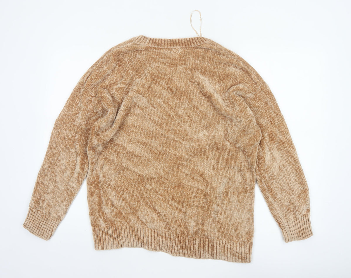New Look Women's Beige M Knit Crew Neck Long Sleeve Pullover Jumper