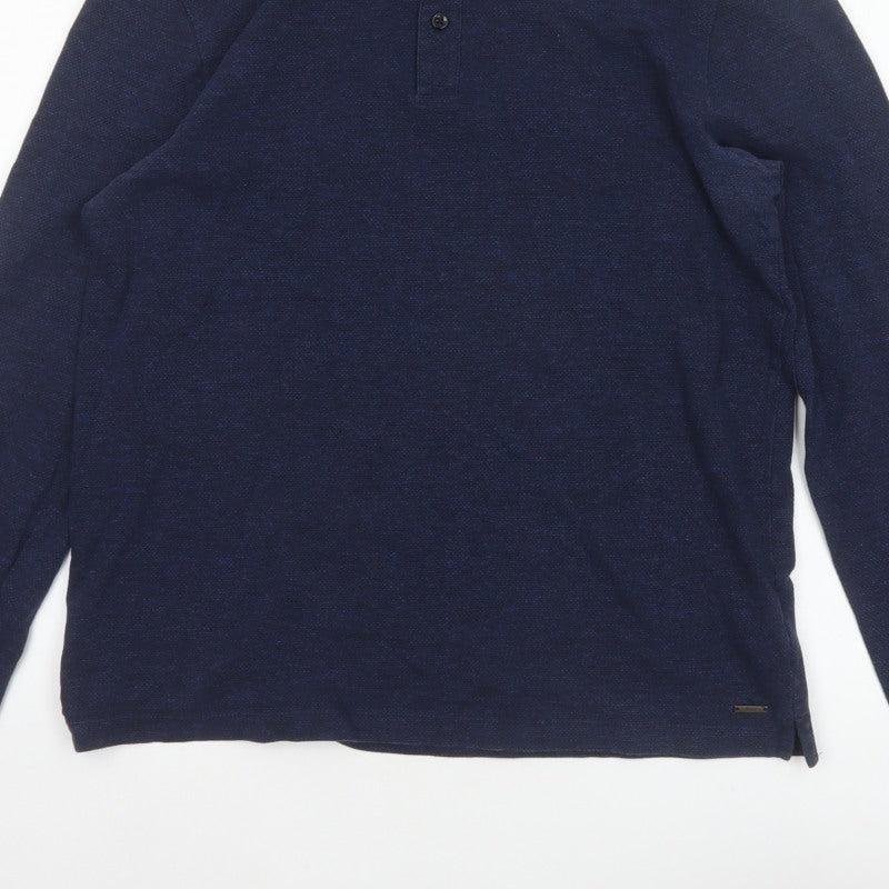 Hugo Boss Men’s Blue XL Slim Fit Long Sleeve Cotton Polo Shirt
