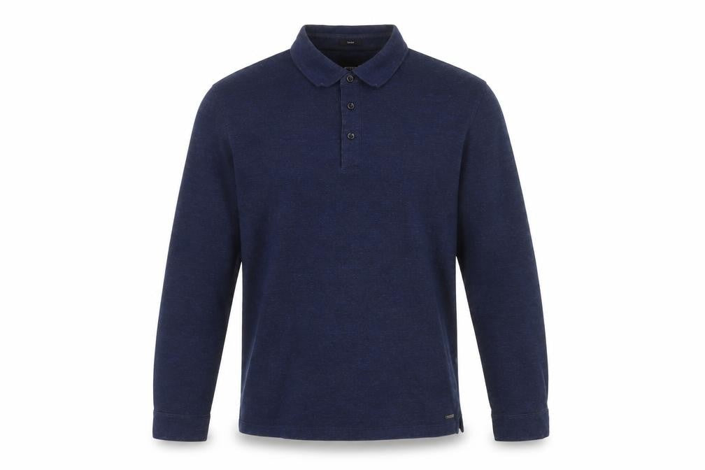 Hugo Boss Men’s Blue XL Slim Fit Long Sleeve Cotton Polo Shirt